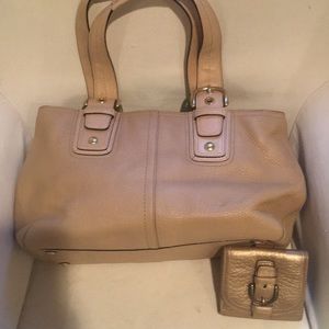 Lt Beige Coach purse and wallet